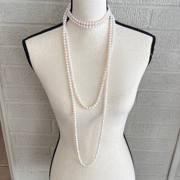 Genuine Round 7-8mm 98" Genuine Freshwater Pearl Rope Necklace Extra Long Rope - Picture 3 of 8